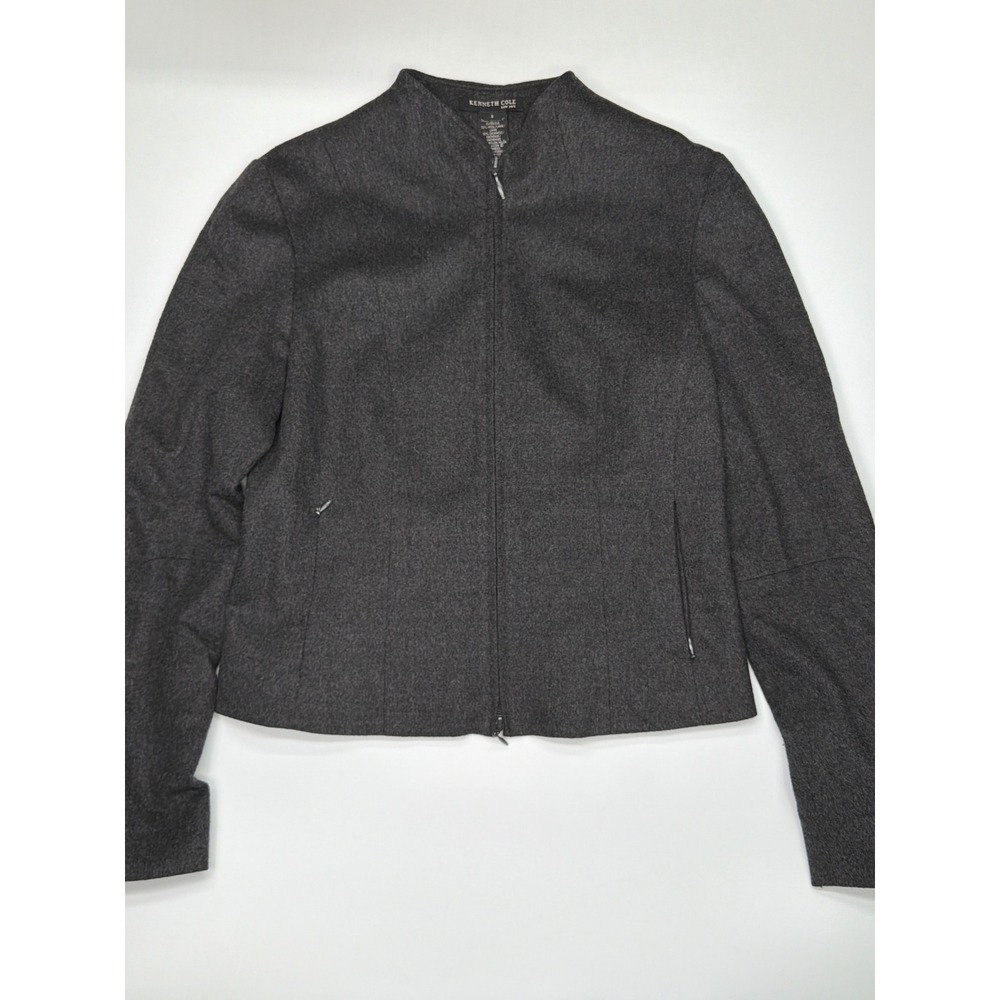 Kenneth Cole New York Women's Charcoal‎ Cashmere Blend Zip Front Jacket Size 8